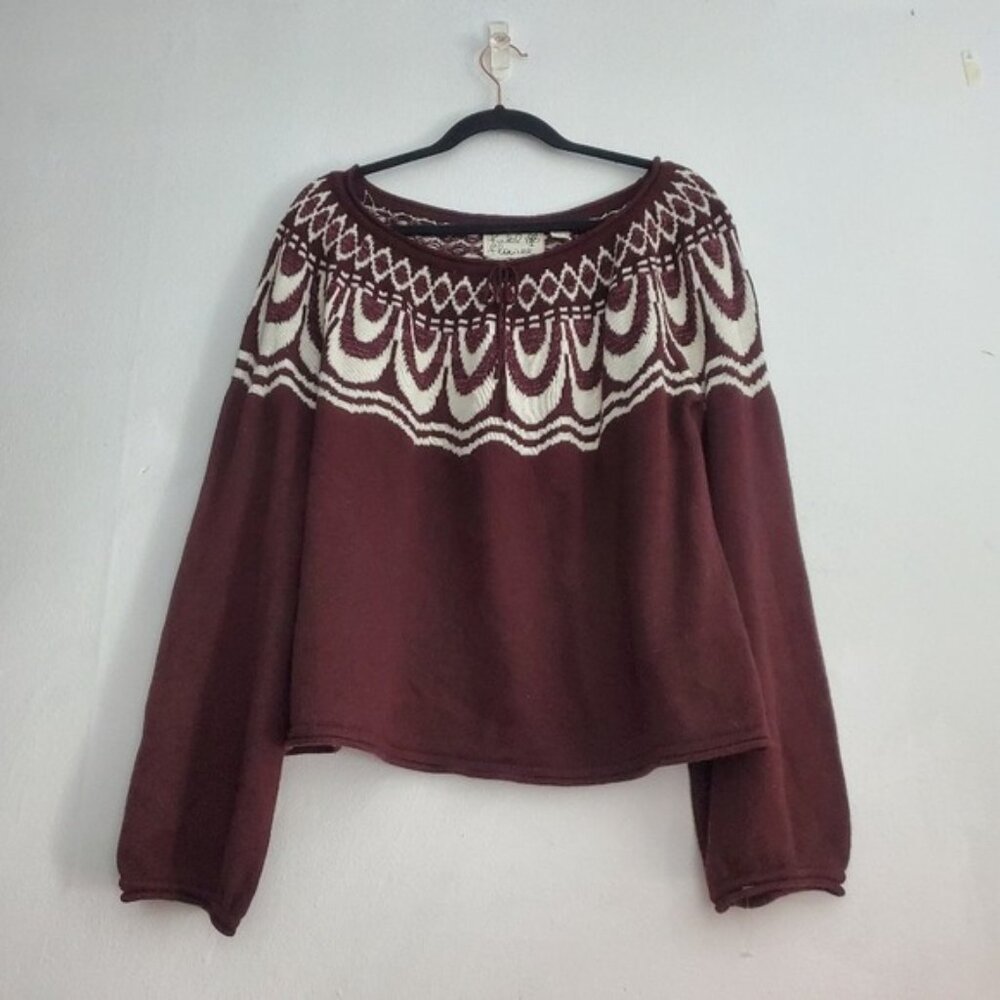 NWT Anthropologie Field Flower Metallic Bib Pullover Sweater Size XL - Picture 3 of 10